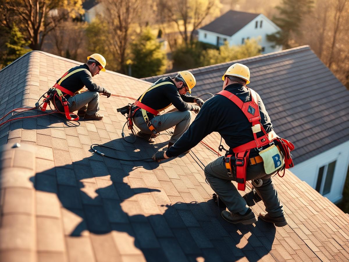 A1 Contracting roofing crew installing shingles